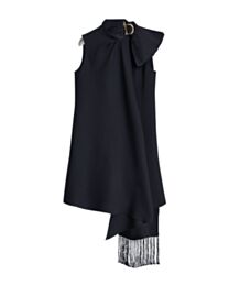 Christian Dior Women's Draped-Neck Wool-Silk Dress Black