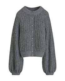Christian Dior Women's Cardigan Virgin Wool-Cashmere-Blend Tweed Gray