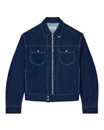 Celine Women's Loose-Fit Zip-Up Jacket In Washed Denim Dark Blue