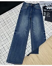 Celine Women's Washed High-Waisted Straight-Leg Jeans Blue