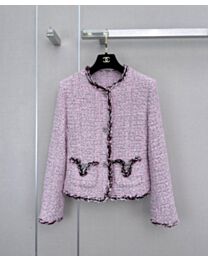 Chanel Women's Braided-Trim Tweed Jacket Purple