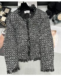 Chanel Women's Fringed Tweed Jacket Black