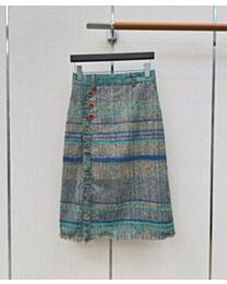 Chanel Women's Fringed Tweed Midi Skirt Green