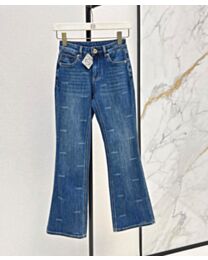 Fendi Women's Letter-Embroidered Washed Slight-Flare Jeans Blue
