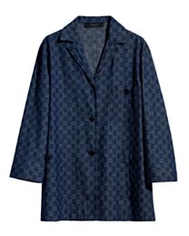 Gucci Women's GG Cotton Denim Jacquard Jacket Dark Blue