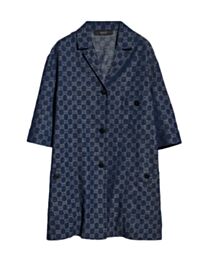 Gucci Women's Gg Cotton Denim Jacquard Shirt Dark Blue