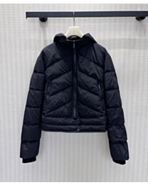 Hermes Women's Diagonal-Quilted Short Down Jacket Black