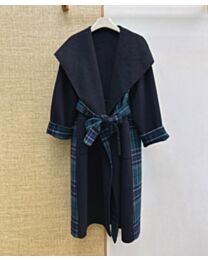 Loewe Women's Loewe Women's Wool-Blend Tartan Belted Coat Black