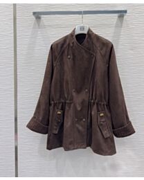 Loewe Women's Double-Breasted Faux Suede Jacket Coffee