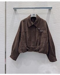 Loewe Women's Cropped Suede Jacket Coffee