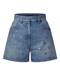 Louis Vuitton Women's Sequin-Embroidered Denim Shorts Blue