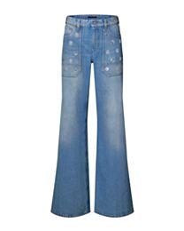 Louis Vuitton Women's Signature Sequin Accent Flared Jeans Blue