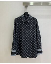 Louis Vuitton Women's Monogram-Print Silk Shirt Black