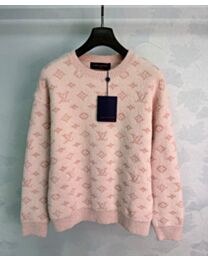 Louis Vuitton Women's Monogram-Pattern Knit Crew-Neck Sweater Pink