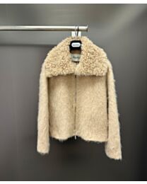 Max Mara Women's Fleece-Collared Zip-Up Jacket Apricot