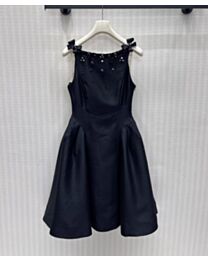 Miu Miu Women's Bead-Embellished Satin Dress Black