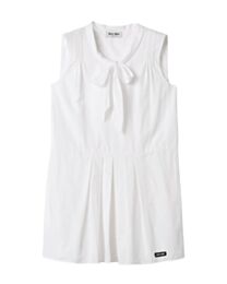 Miu Miu Women's Slubbed Poplin Dress White