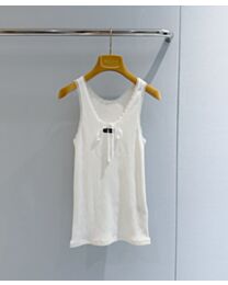 Miu Miu Women's Lace-Trim Knit Camisole White