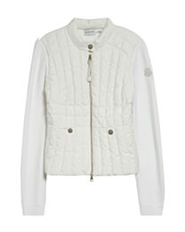 Moncler Women's Paneled Quilted Zip-Up Cardigan Cream