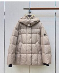 Prada Women's Cropped Hooded Down Jacket Apricot