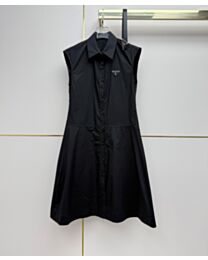 Prada Women's Faille Sleeveless Dress Black