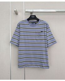 Prada Women's Vintage-Effect Striped T-Shirt Blue