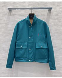 Saint Laurent Women's Cassandre Reversible Work Jacket Blue