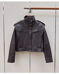 Saint Laurent Women's Cropped Faux Leather Biker Jacket With Stand Collar