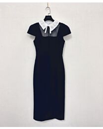 Self-Portrait Women's Crepe Bow Collar Midi Dress Black