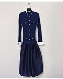 Self-Portrait Women's Knit And Taffeta Paneled Midi Skirt