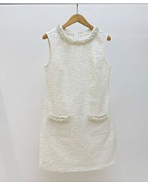 Self-Portrait Women's Ruffled Mock-Neck Sleeveless Knit Dress Cream