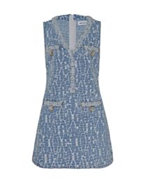 Self-Portrait Women's Textured Sleeveless Mini Dress Blue