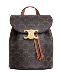 Celine Backpack Celine Bonnie In Triomphe Canvas And Calfskin Coffee