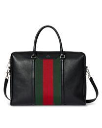 Gucci Mega Web Trademark Medium Briefcase A0007X Black