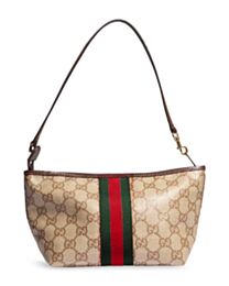 Gucci Small Pouch With Strap And Web Dark Coffee