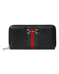 Gucci Horsebit Web Zip Around Wallet 867124 Black