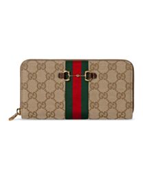 Gucci Horsebit Web Zip Around Wallet 867124 Coffee