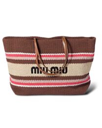Miu Miu Raffia-Effect Woven Tote Bag 5BG228
