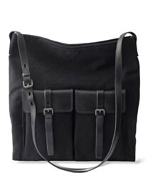 Prada Route Canvas And Leather Shoulder Bag 2VH207 Black