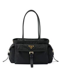 Prada Explore Medium Re-Nylon And Leather Tote Bag 1BG596 Black 1