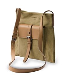 Prada Route Canvas And Leather Shoulder Bag 2VH208 Khaki