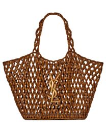 Saint Laurent Icare Medium In Wood Beads S862071 Coffee