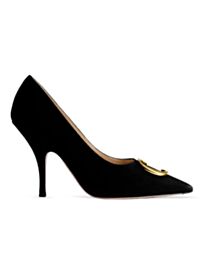 Christian Dior Women's Initials Suede Goat Leather High Heels Black