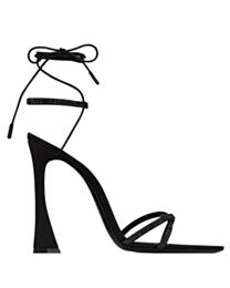 Saint Laurent Women's ?Liza Sandals In Satin Crepe And Rhinestones Black
