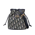 Christian Dior 30 Montaigne Mini Bucket Bag with Drawstring Dark Blue