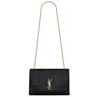 Saint Laurent Reversible Kate Medium In Crocodile-Embossed Leather Black