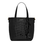 Saint Laurent Paris Mini Toy Shopping In Crocodile-Embossed Leather Black